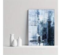IHHGNB Abstract Oil Painting Canvas Print Grey Tone Canvas Wall Art Color Block and Line Combination Artwork Painting Pictures 50x70cm(20x28in) Frameless