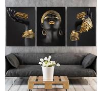 IHHGNB African Woman Wall Art Painting Posters and Prints Artwork Big Black Woman Canvas Picture for Living Room Home Decor 70x90cm(26x35in) x3 Frameless