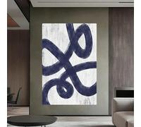 IHHGNB Boho Wall Art Decor Blue and White Line Painting Picture Canvas Prints Bohemian Artwork Minimalist Wall Art For Bedroom(40x50cm(16x20in)/No frame)