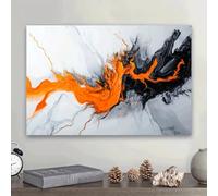 IHHGNB Canvas Artwork Featuring a Lively Orange And Black Abstract Modern Canvas Wall Art Prints Home Decoration for Living Room(80x120cm(31x47in)/No frame)
