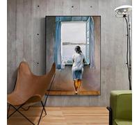 IHHGNB Canvas Print Painting Poster Girl At the Window by Salvador Dali Wall Art Woman Sea Blue Picture for Living Room Decor 50x70cm(20x28in) Frameless