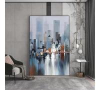 IHHGNB City Building Bridge Boat Home Decoration Painting Abstract Canvas Prints Posters Landscape Wall Art Picture Artwork 70x100cm(28x39in) Frameless