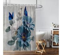 IHHGNB Floral Daisy Pattern Printed Shower Curtain Waterproof With 12 Hooks Bathroom Bathtub Shower Curtain with Hooks 90x200cm(35x79in)