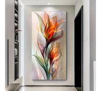 IHHGNB Frameless Large Vibrant Floral Design Canvas Prints Minimalist Abstract Floral Wall Art Poster for Modern Living Room(80x160cm(31x63in)/No frame)