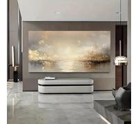 IHHGNB Large Abstract Beige and Golden Textured Oil Painting Frameless Wall Art for Living Room Bedroom Home Office Wall Decor 40x80cm(16x31in Frameless