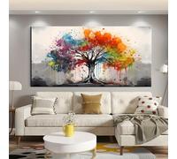 IHHGNB Large Abstract Tree Canvas Prints Red Large Modern Tree Canvas Wall Art Black and White Background Landscape Painting(75x150cm(30x59in)/No frame)
