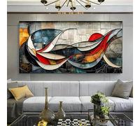 IHHGNB Large Modern Abstract Geometric Canvas Wall Art, Colorful Mosaic Design Painting Wall Artwork for Living Room Wall Decor(55x110cm(22x43in)/No frame)