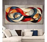 IHHGNB Large Modern Abstract Geometric Wall Art Blue Red Orange Beige Textured Minimalist Canvas Prints Wall Pictures Artwork(40x80cm(16x31in)/No frame)