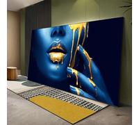 IHHGNB Large Size Black Women with Golden Lips Paintings on Canvas Modern Wall Art Prints Pictures Home Living Roon Decor(60x120cm(24x47in)/No frame)