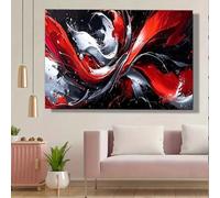 IHHGNB Large Wall Pictures for Living Room Abstract Canvas Wall Art Red Black White Swirls Paintings Prints Artwork Decor(80x120cm(31x47in)/No frame)