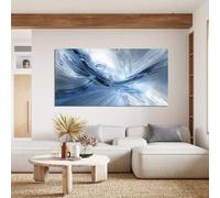 IHHGNB Minimalist Abstract Geometric Canvas Wall Art Print Blue & White Fluid Canvas Prints Poster for Bedroom Office Decor 30x60cm(12x24in Frameless