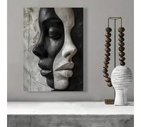 IHHGNB Modern Abstract Black & White Canvas Wall Art Woman Faces Canvas Prints Poster for Living Room Bedroom Decoration(50x75cm(20x30in)/No frame)
