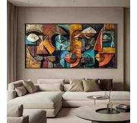 IHHGNB Modern Abstract Geometry Canvas Art Print, Frameless Oil Painting, Abstract Geometric Art Textured Canvas Wall Art Decor(80x160cm(31x63in)/No frame)