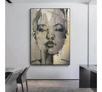 IHHGNB Modern Canvas Wall Art Painting Abstract Human Face Faces Gray Canvas Poster Prints Home Bedroom Living Room Decoration 50x70cm(20x28in) Frameless
