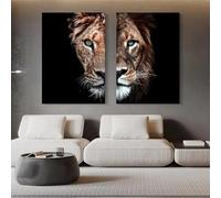 IHHGNB Modern Male Lion and Lioness Decorative Posters Canvas Paintings and Prints Wall Art Animal Pictures for Room Home Decor 42x60cm(17x27in) x2 Frameless