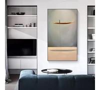 IHHGNB Posters and Prints Wall Art Fantasy Lonely Thinker and Golden Boat Canvas Painting Wall Picture for Living Room Decor 70x120cm(26x47in) Frameless