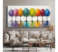 IHHGNB Rainbow Trees Wall Art, Abstract Modern Canvas Painting Vibrant Colorful Trees Landscape Artwork for Living Room Decor(50x100cm(20x39in)/No frame)