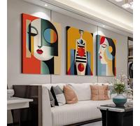 IHHGNB Set of 3 Prints Abstract Woman Design Mid-Century Modern Geometric Artwork Canvas Posters Wall Art for Living Room(20x30cm(8x12in) x3/No frame)