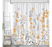IHHGNB Vibrant Floral and Butterfly Shower Curtain Watercolor Orange and Yellow Flowers with Lime Green Leaves Machine Washable 122x183cm(48x72in)