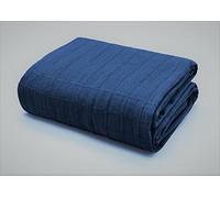 IHIDirect 100% Cotton Woven Handloom Tassel Armchair Sofa Bed Batten Throw over (Navy, 178cm x 254cm)