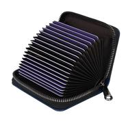 IHIGOGOFA Credit Card Holders for Women Men RFID Blocking Genuine Leather Card Case Mini Credit Card Wallet Purse Womens Small Blocked Accordion Wallets Case with Zipper