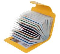 IHIGOGOFA Credit Card Holders Soft Genuine Leather Compact Wallet ID Bank Card Case Purse 40 Thickening Durable Plastic Insert Sleeves and 2 ID Card Slots
