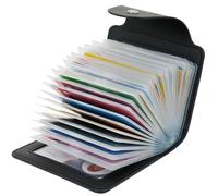 IHIGOGOFA Credit Card Holders Soft Genuine Leather Compact Wallet ID Bank Card Case Purse 40 Thickening Durable Plastic Insert Sleeves and 2 ID Card Slots