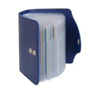 IHIGOGOFA Credit Card Holders Soft Genuine Leather Compact Wallet ID Bank Card Case Purse 40 Thickening Durable Plastic Insert Sleeves (Blue)