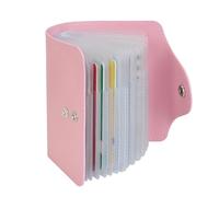 IHIGOGOFA Credit Card Holders Soft Genuine Leather Compact Wallet ID Bank Card Case Purse 40 Thickening Durable Plastic Insert Sleeves (Pink)