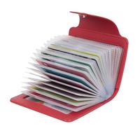 IHIGOGOFA Credit Card Holders Soft Genuine Leather Compact Wallet ID Bank Card Case Purse 40 Thickening Durable Plastic Insert Sleeves and 2 ID Card Slots (Red)