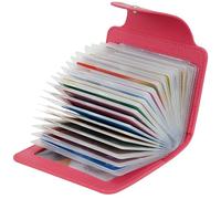 IHIGOGOFA Credit Card Holders Soft Genuine Leather Compact Wallet ID Bank Card Case Purse 40 Thickening Durable Plastic Insert Sleeves and 2 ID Card Slots