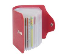 IHIGOGOFA Credit Card Holders Soft Genuine Leather Compact Wallet ID Bank Card Case Purse 40 Thickening Durable Plastic Insert Sleeves (Red)