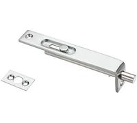 IHO Sunk Slide Flush Bolt 17 x 100mm - Slim Recessed Bolt for French & Double Doors - Concealed Slide Action - Chrome Satin or Polished Finish, Polished Brass - Fixings Included (Satin Chrome)