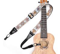 Ukulele Strap No Drill, IHOBOR Adjustable Double J Hook Uke Shoulder Strap, Premium Jacquard Dandelion Clip on Ukelele Strap, Easy to Use and Fit Most Standard Uke Sizes