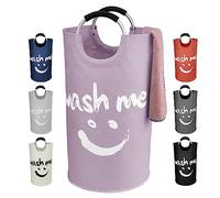 IHOMAGIC 115L Laundry Basket, Fabric Storage Basket, Foldable Laundry Hamper with Soft Carrying Handle, Freestandinng Washing Clothes Basket Bag for Storing Dirty Clothes, Pillows, blankets (Purple)