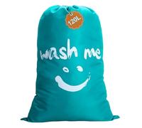 IHOMAGIC 120L Drawstring Laundry Bag, Foldable Laundry Sack, 420D Encrypted Nylon Dirty Clothes Bag, Dust-proof Laundry Basket for Travelling,Camping, Business Trip, Room Tidying, Blue