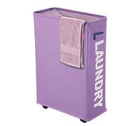 IHOMAGIC 40L Laundry Hamper Foldable on Wheels, Laundry Baskets Thin with Handles - Collapsible Dirty Clothes Storage Bag, Slim Laundry Bags Rectangular for Bedrooms, Living Room, Bathroom (Purple)