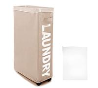 IHOMAGIC Large Capacity Laundry Basket 62L, Sturdy Washing Bin With Detachable Laundry Bag, Collapsible Laundry Hamper With Side Handle - Storage Bin For For Yoga Mats, Bed Sheets, Dolls (Khaki)