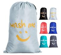 IHOMAGIC Large Travel Laundry Bag, Large Laundry Bag, Wash Me Storage Bag, Hand Washable, Lightweight Bag for Dirty Clothes 120L for Dorm Camp and Apartments Travel, Silver