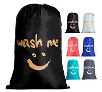 IHOMAGIC Large Travel Laundry Bag, Large Laundry Bag, Wash Me Storage Bag, Hand Washable, Lightweight Bag for Dirty Clothes 120L for Dorm, Camp and Apartments, Travel, Black
