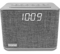 iHome Bluetooth Dual Alarm FM Radio Clock with Speakerphone and USB Charging, - Grey
