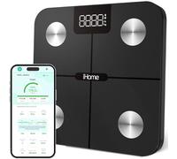 iHome Digital WiFi Smart Scale for Body Weight, Weight Scale with 14 Indicators, Including BMI, Body Fat, Muscle Mass, Batteries Included (Black Smart WiFi)