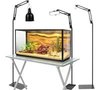 Ihomepark Reptile Lamp Stand, 15-46”Adjustable Heat Lamp Stand with 360°Rotating Arm & Heavy Duty Base, Floor Standing Reptile Light Holder for Bearded Dragon Turtles Snake and Chicks