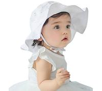 iHomey Baby Toddler Girls Large Brim Sun Hat with Chin Strap Cotton UPF 50+ Sun Protection Bucket Hat Fisherman's Hat for Baby Girls 6-42 Months