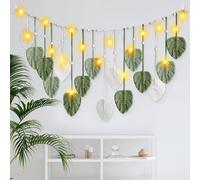 IHONYI Boho Decoration - Macrame Wall Hanging, Tapestry Chic Tapestry Fringe Garland with 3M LED Fairy Lights, Hand-Woven Garland Boho Wall Decoration for Living Room, Bedroom, Balcony, Children's
