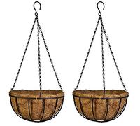 IHONYI Hanging Baskets Coconut Palm Flower Basket Moss Hanging Basket Round Plant Holder Porch Decor Hanging Flower Pots Home Garden Decoration Watering Hanging Baskets (2pcs, 12inch/30cm)