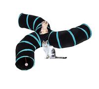 iHOO Cat Tunnels S-Way Crinkle Play Toys Collapsible Tube with Ball Maze Cat House Pet Interactive for Cat Puppy Kitten Rabbit 3-Way Tunnel