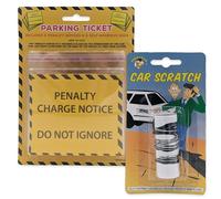 ihoot Car Pranks 2-in-1 Bundle | April Fools Day Pranks for Adults with Fake Car Scratch and Fake Parking Ticket Practical Jokes | Party Bag Fillers for Kids and Adults, Funny Birthday Gifts