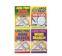 ihoot Pack of 4 Assorted A4 Large Print Word Search Books for Adults | Travel Games Puzzle Books for Adults | Word Games and Word Puzzles, Gifts for Partially Sighted People | Over 330 Puzzles