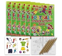 ihoot Pack of 6 Football Puzzle and Sticker Book Activity Set | 6 Sticker Activity Books PLUS 6 Packs of Mini Colourful Pencils | Kids Party Bag Fillers, Goody Bag Fillers for World Cup Parties